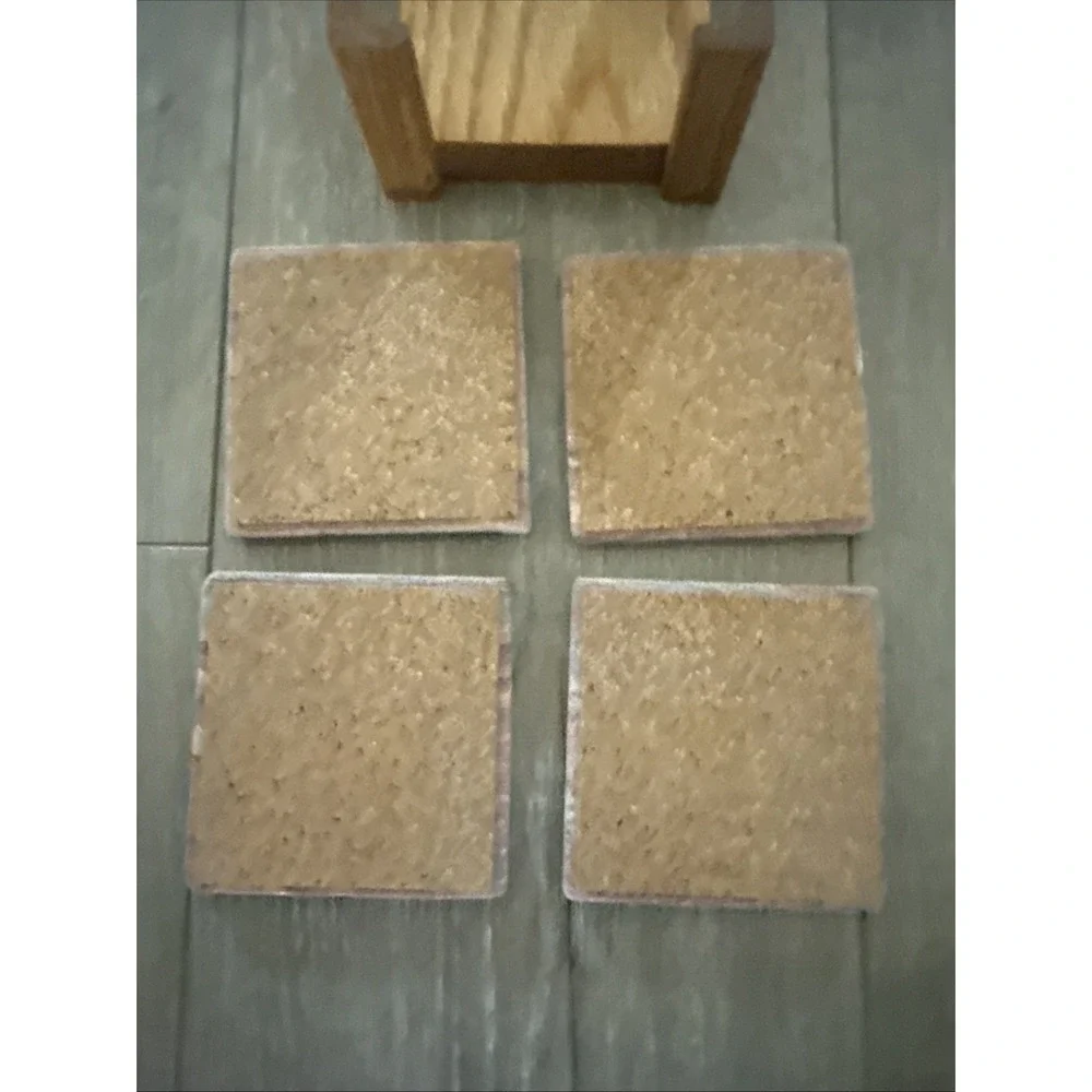 Set of 4 Sandstone Southwest/Desert Hand Painted Coasters‎ with Cork Backing